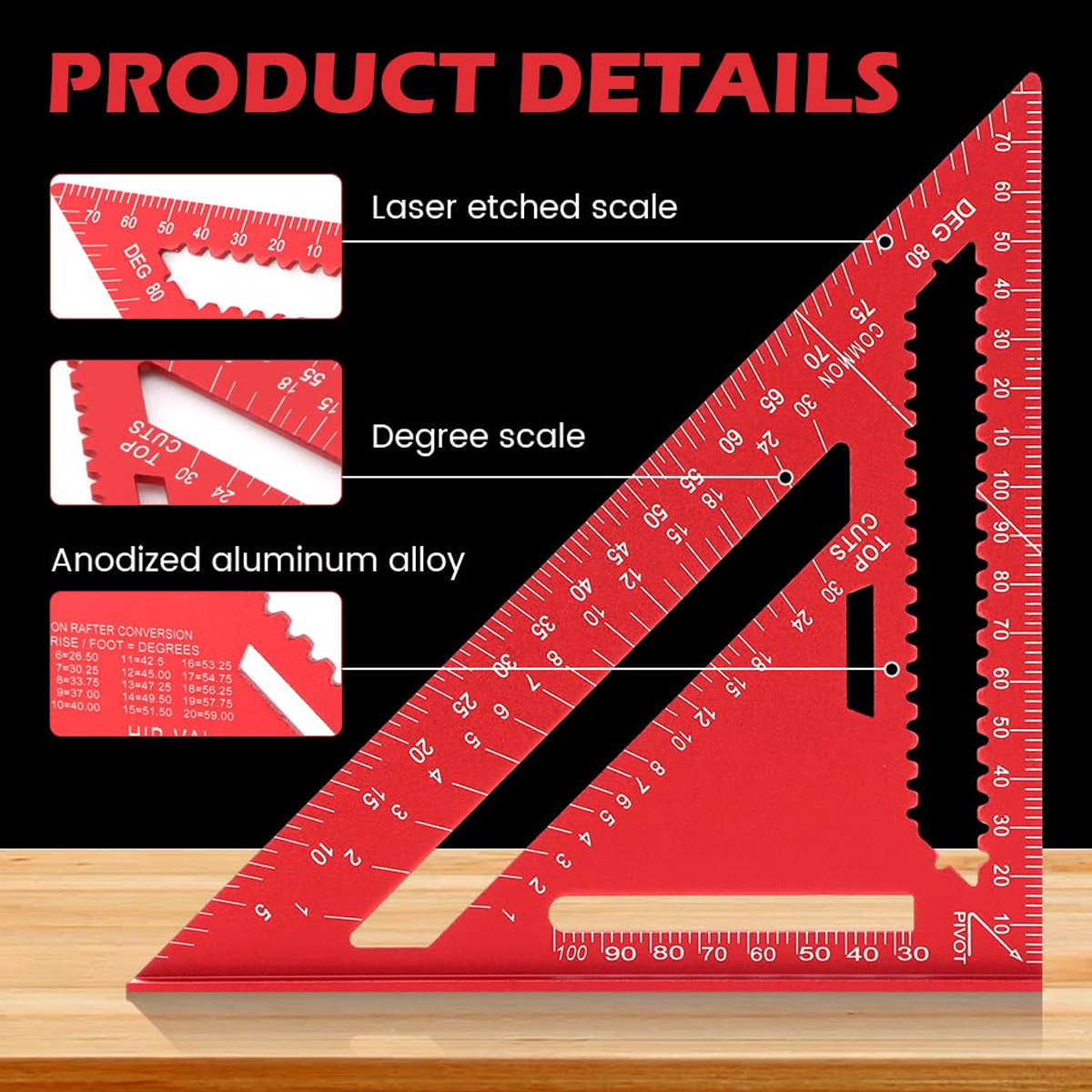 Aluminum Alloy Speed Square Hi - Woodworking Workshop ulasan dan harga